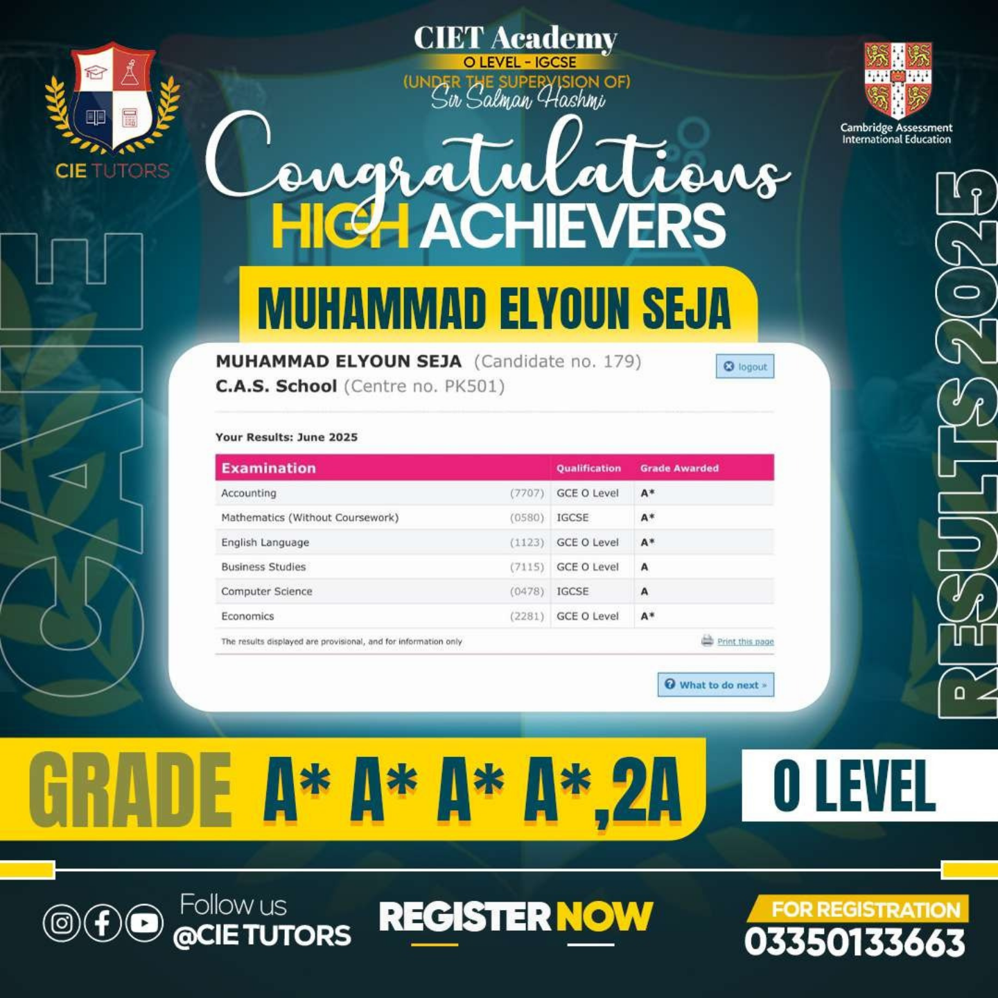 Muhammad Elyoun Seja's marksheet